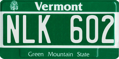 VT license plate NLK602