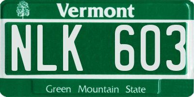 VT license plate NLK603