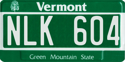 VT license plate NLK604