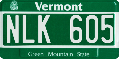 VT license plate NLK605