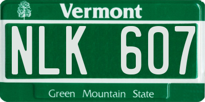 VT license plate NLK607