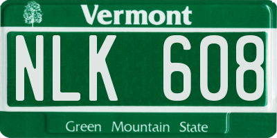 VT license plate NLK608