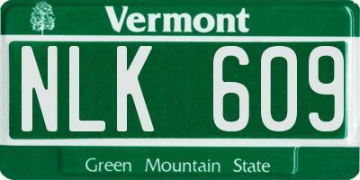 VT license plate NLK609