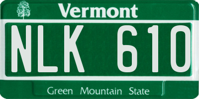 VT license plate NLK610