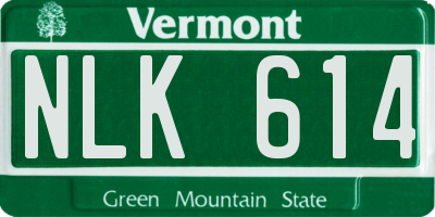 VT license plate NLK614