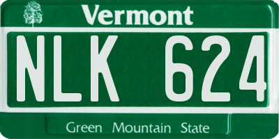 VT license plate NLK624