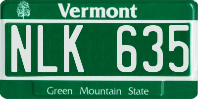 VT license plate NLK635