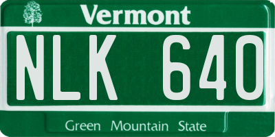 VT license plate NLK640