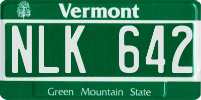 VT license plate NLK642