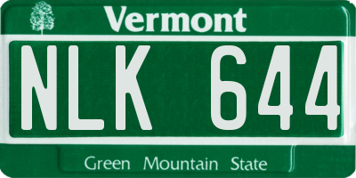 VT license plate NLK644