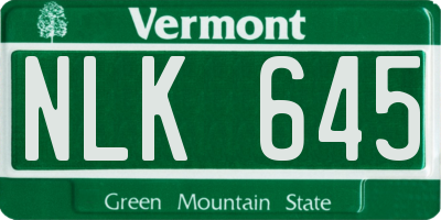 VT license plate NLK645