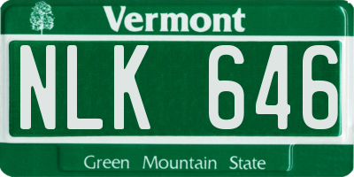 VT license plate NLK646