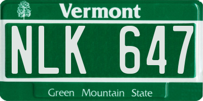 VT license plate NLK647
