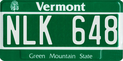 VT license plate NLK648