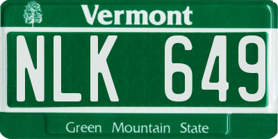 VT license plate NLK649