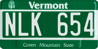 VT license plate NLK654
