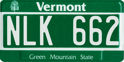 VT license plate NLK662