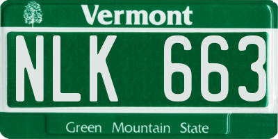 VT license plate NLK663