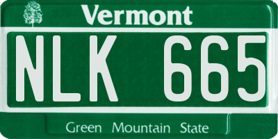 VT license plate NLK665