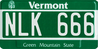 VT license plate NLK666