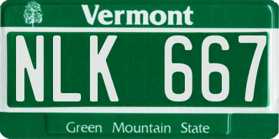 VT license plate NLK667