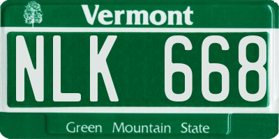 VT license plate NLK668