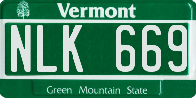 VT license plate NLK669