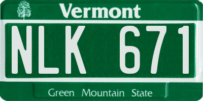 VT license plate NLK671