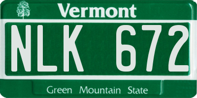 VT license plate NLK672