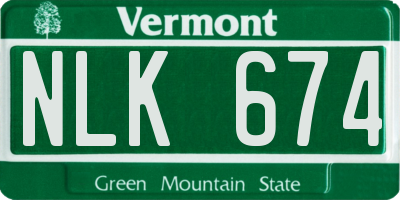 VT license plate NLK674