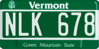 VT license plate NLK678