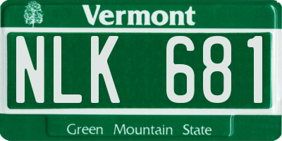 VT license plate NLK681