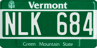 VT license plate NLK684
