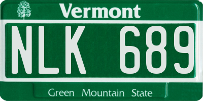 VT license plate NLK689