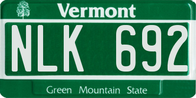 VT license plate NLK692