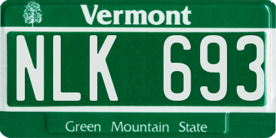VT license plate NLK693
