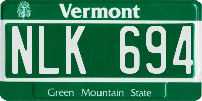 VT license plate NLK694