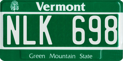 VT license plate NLK698