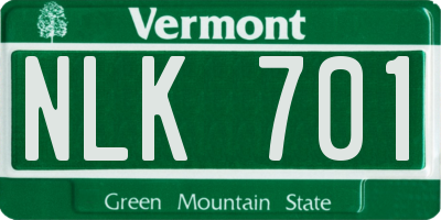 VT license plate NLK701