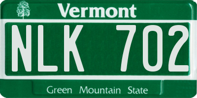 VT license plate NLK702