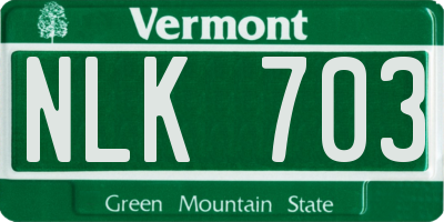 VT license plate NLK703