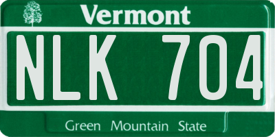 VT license plate NLK704