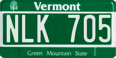 VT license plate NLK705