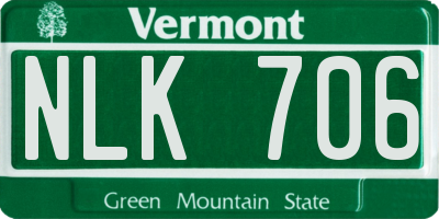VT license plate NLK706