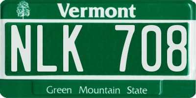 VT license plate NLK708