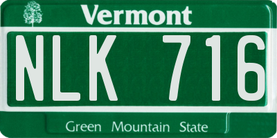 VT license plate NLK716