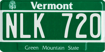 VT license plate NLK720