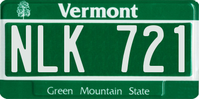 VT license plate NLK721