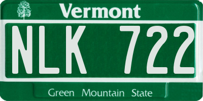 VT license plate NLK722