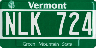 VT license plate NLK724